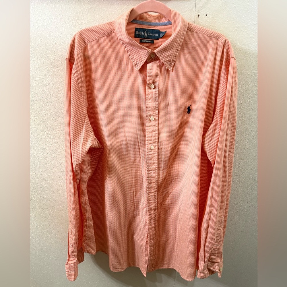 Ralph Lauren Men's orange gingham Button Down Shirt